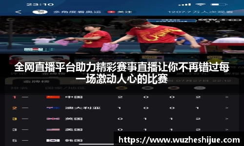 全网直播平台助力精彩赛事直播让你不再错过每一场激动人心的比赛